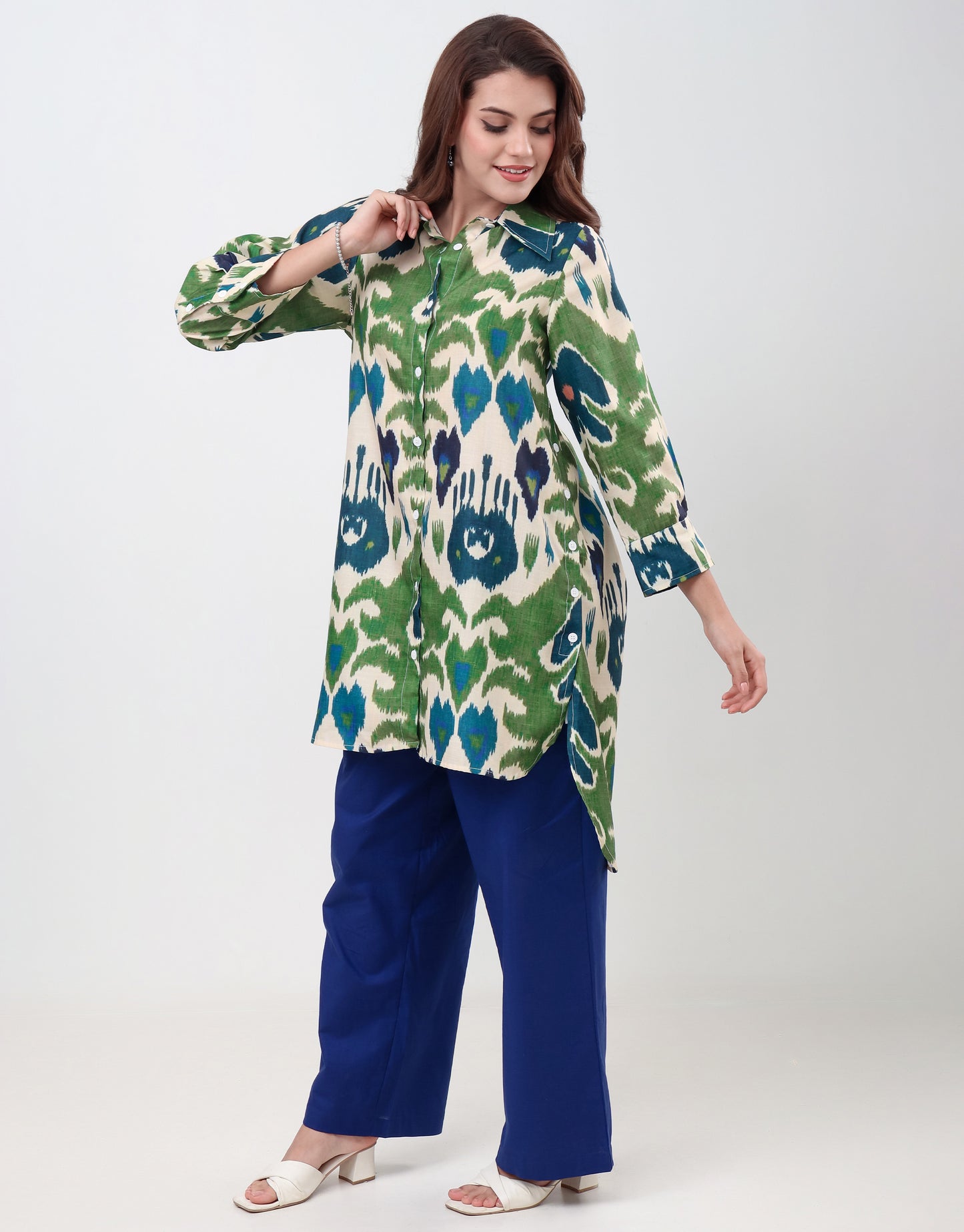 CS2 - Ikat Breeze Long Shirt Co-ord Set
