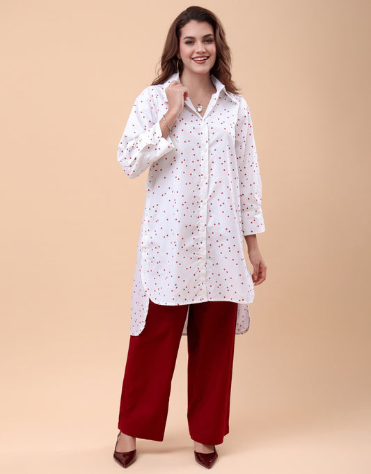 CS1 - Polka Dot Long Shirt Co-ord Set